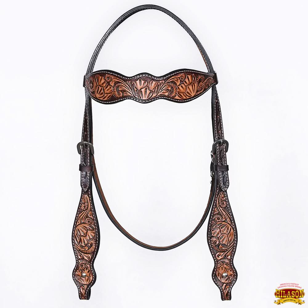 HILASON Western Horse Hand Carved American Leather Breast Collar Headstall