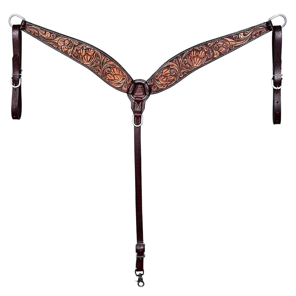 HILASON Western Horse Hand Carved American Leather Breast Collar Headstall