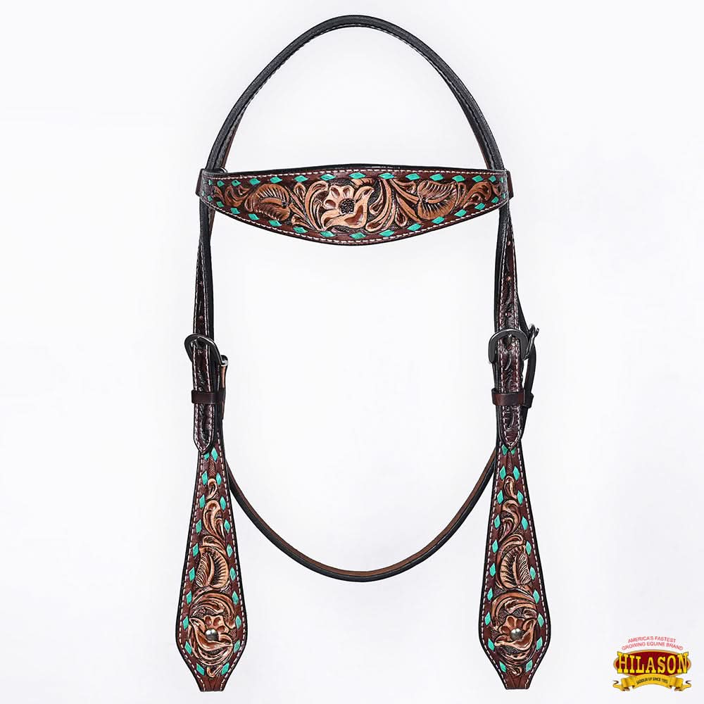 HILASON Western Horse Hand Carved American Leather Breast Collar Headstall