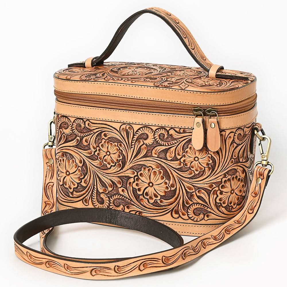American Darling Jewelry Case Hand Tooled Genuine Leather Women Bag Western Handbag Purse