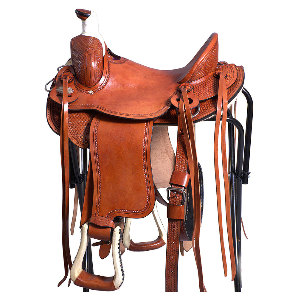 14 In Hilason Western Horse Ranch Roping Roper American Leather Saddle Oiled Tan
