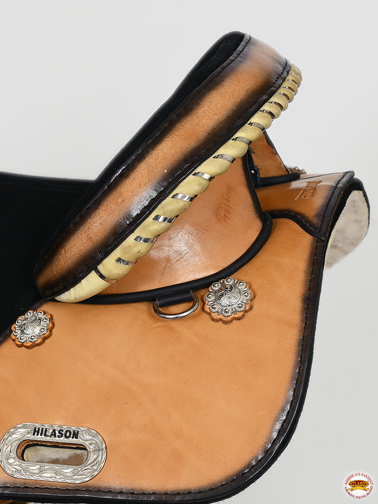 15 In Hilason Western Horse Treeless Trail Genuine American Leather Saddle Tan