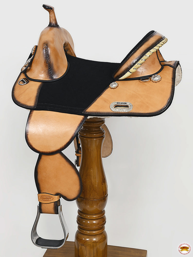 15 In Hilason Western Horse Treeless Trail Genuine American Leather Saddle Tan