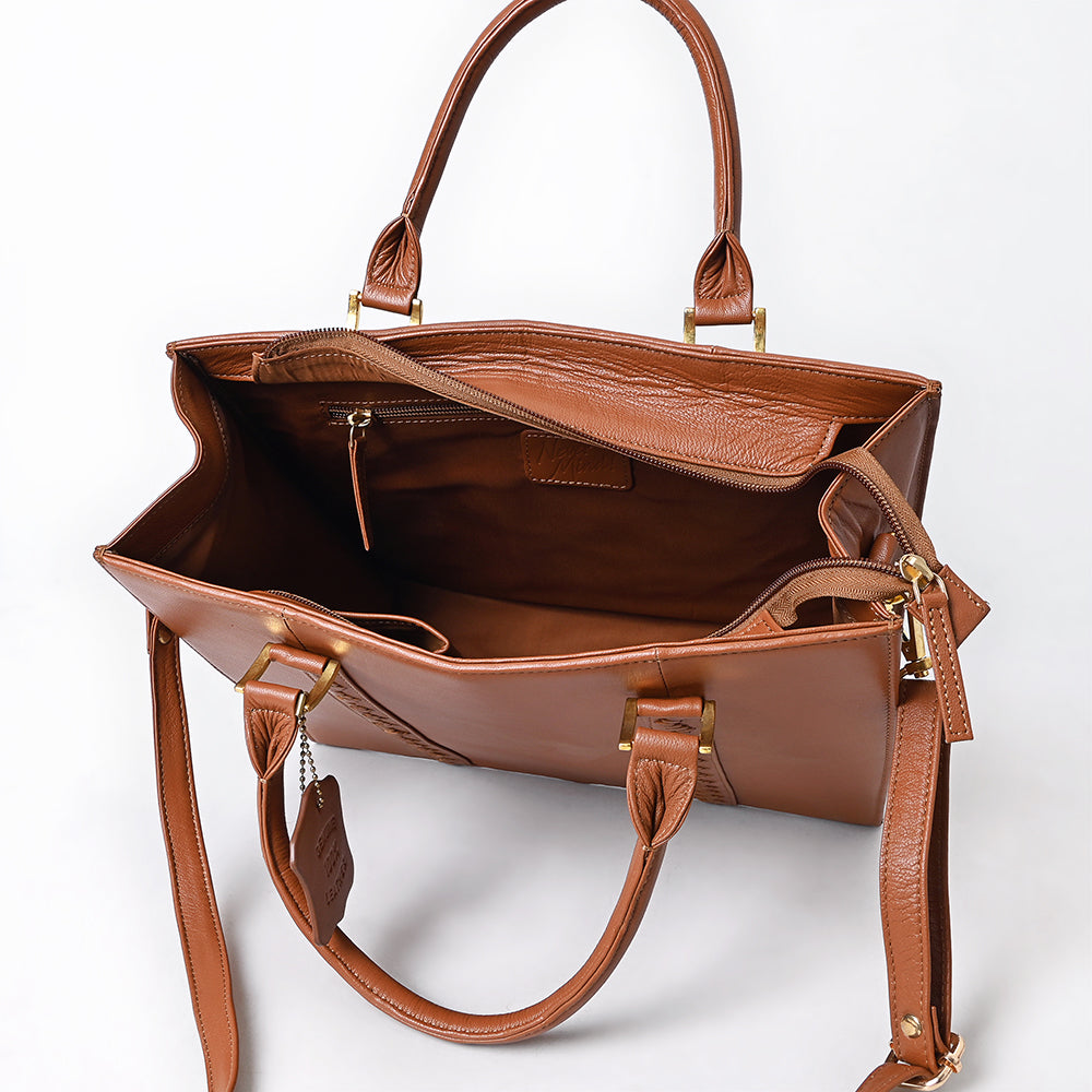 Never Mind  Briefcase Genuine Leather Women Bag Western Handbag Purse