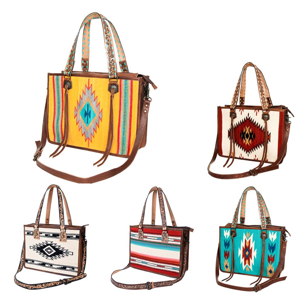 American Darling ADBG1033A Tote Saddle Blanket Genuine Leather women bag western handbag purse