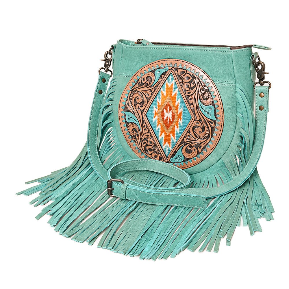 American Darling Messenger Hand Tooled Hair-On Genuine Leather women bag western handbag purse