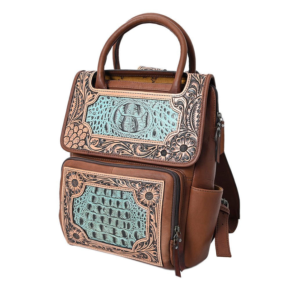 American Darling Backpack Hand Tooled Crocodile embossed Genuine Leather women bag western handbag purse