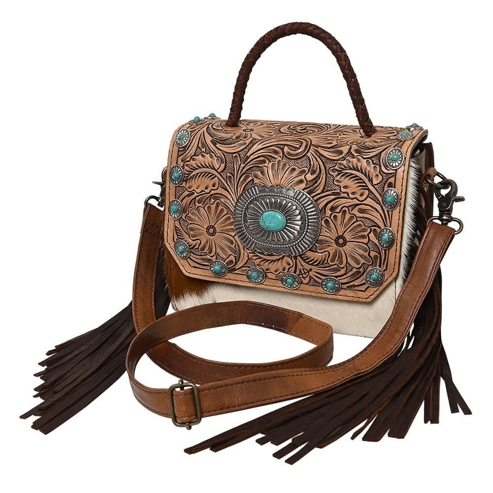 American Darling Briefcase Saddle Blanket Hair On Genuine Leather women bag western handbag purse