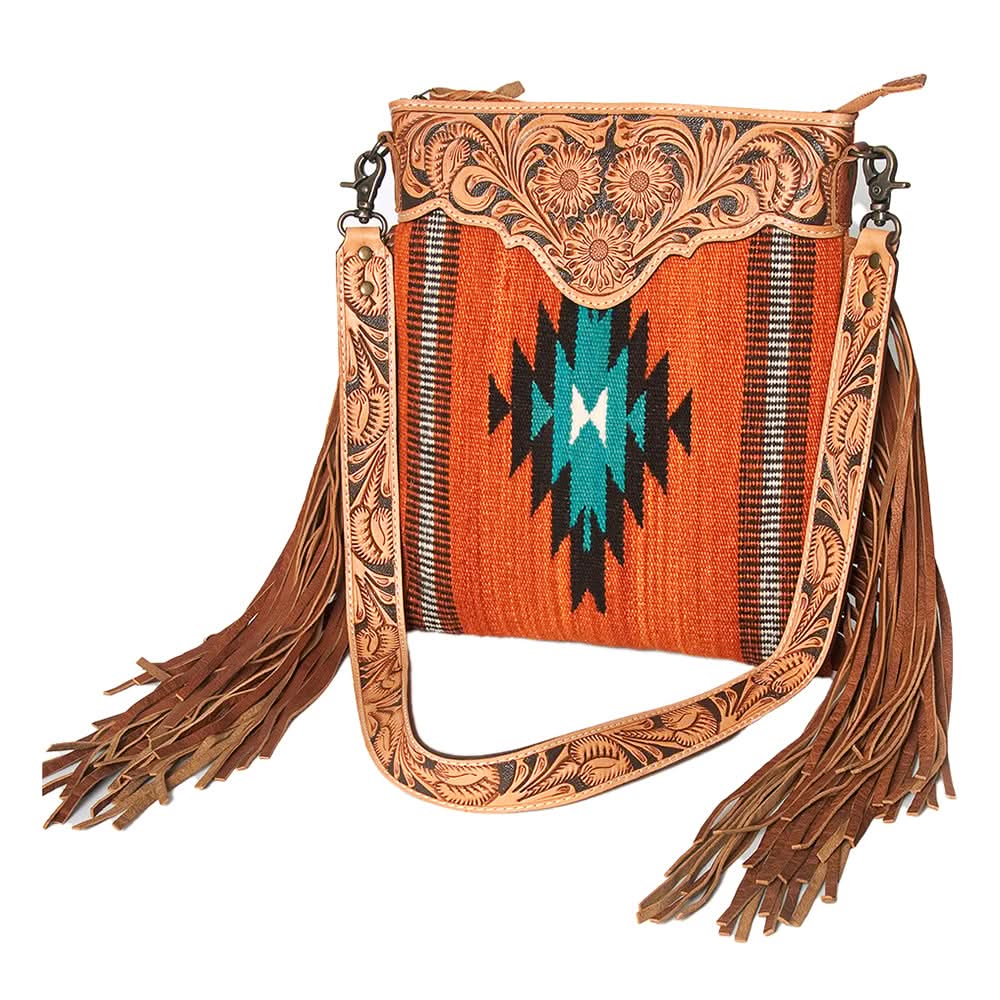 American Darling Cross Body Hand Tooled Saddle Blanket Genuine Leather Women Bag Western Handbag Purse