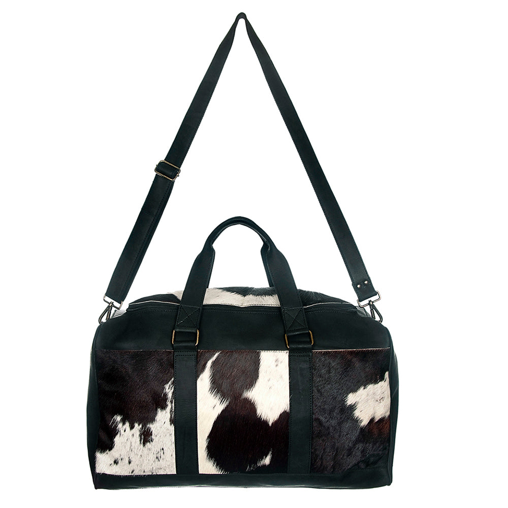 American Darling ADBG474BRWBK Duffel Hair On Genuine Leather Women Bag Western Handbag Purse