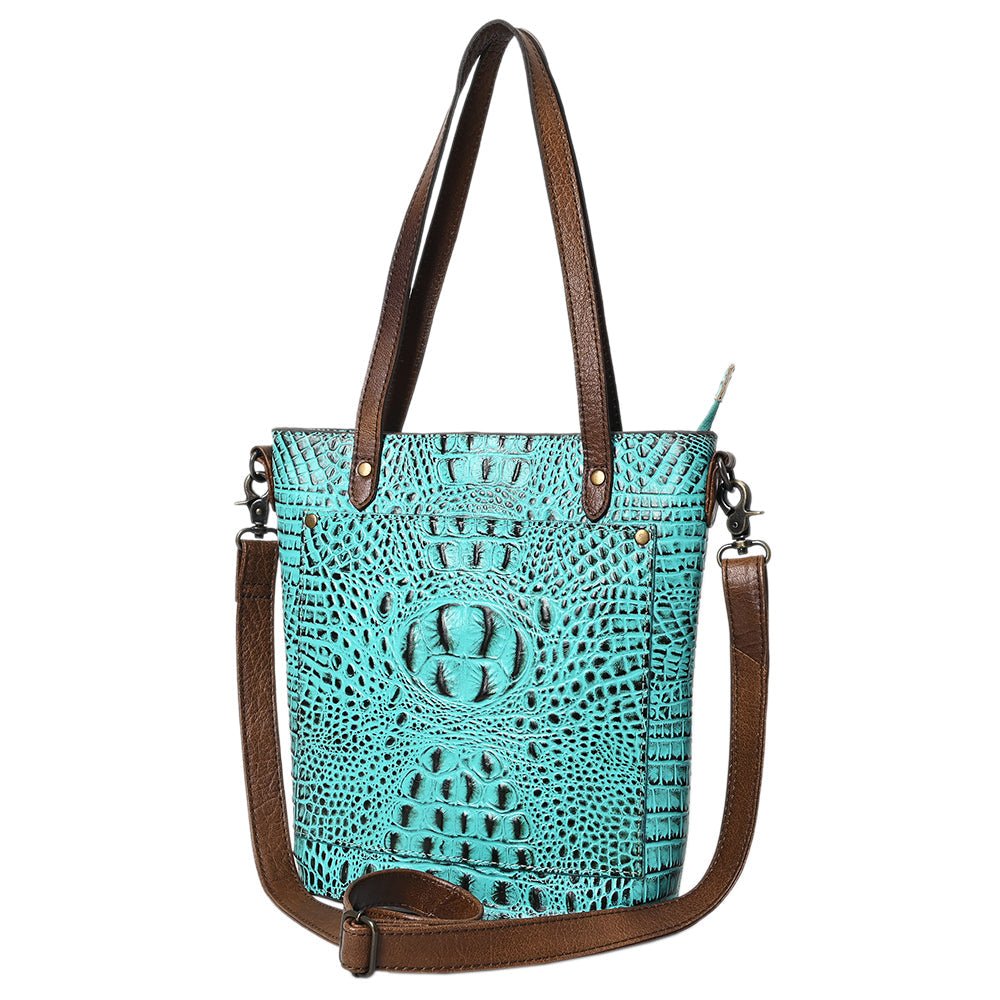 American Darling Tote Crocodile Embossed Genuine Leather Women Bag Western Handbag Purse