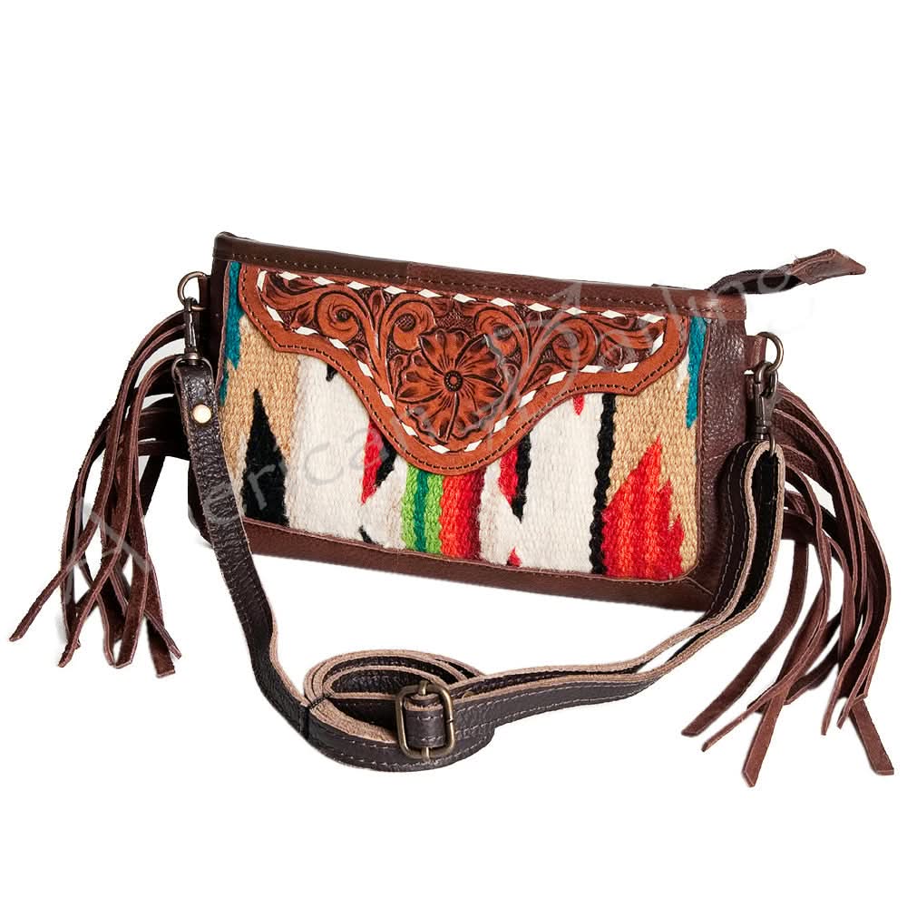 American Darling Small Crossbody Hand Tooled Saddle Blanket Genuine Leather Women Bag Western Handbag Purse