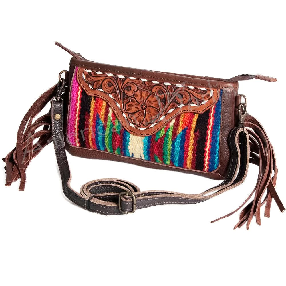 American Darling Small Crossbody Hand Tooled Saddle Blanket Genuine Leather Women Bag Western Handbag Purse