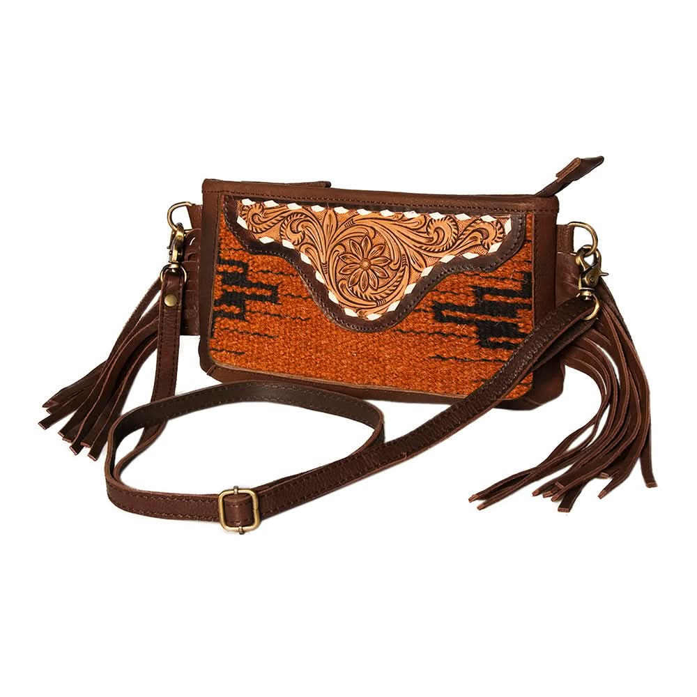 American Darling Small Crossbody Hand Tooled Saddle Blanket Genuine Leather Women Bag Western Handbag Purse