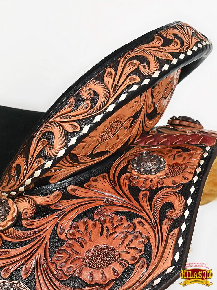 Hilason Western Horse Barrel Racing Wooden Tree American Leather Saddle