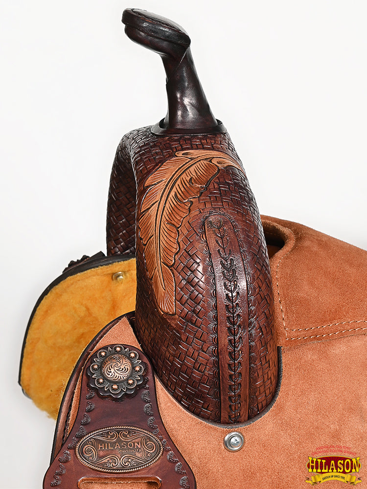 Hilason Western Horse Barrel Racing Wooden Tree American Leather Saddle