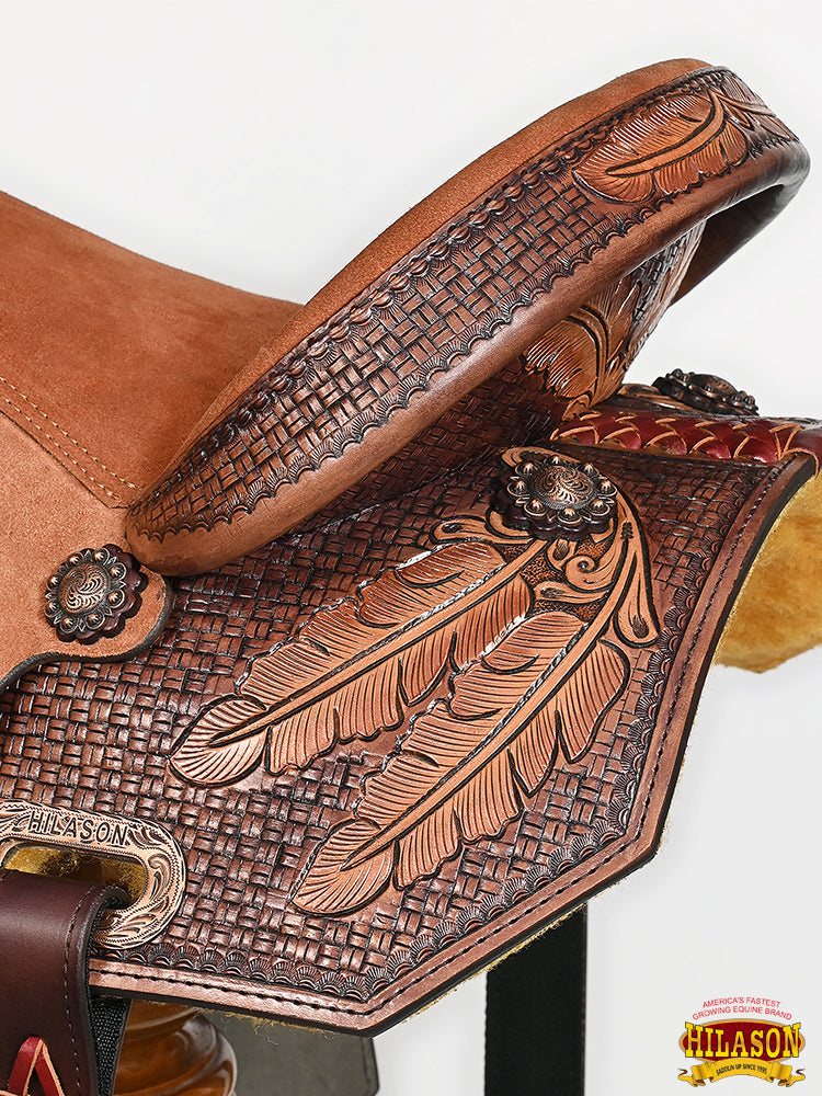 Hilason Western Horse Barrel Racing Wooden Tree American Leather Saddle