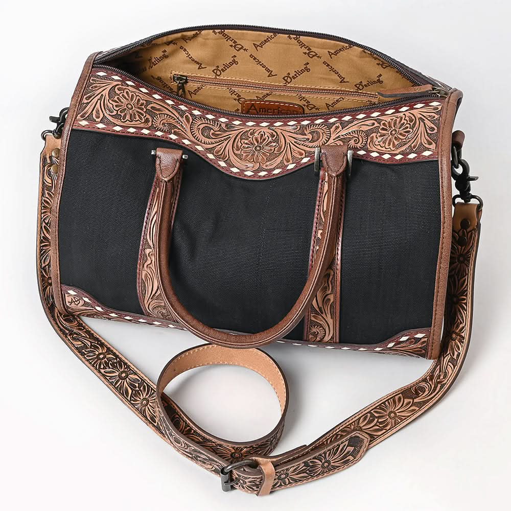 American Darling Duffel Hand Tooled Saddle Blanket Genuine Leather Women Bag Western Handbag Purse