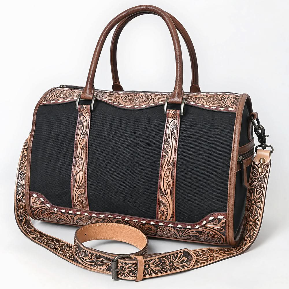 American Darling Duffel Hand Tooled Saddle Blanket Genuine Leather Women Bag Western Handbag Purse