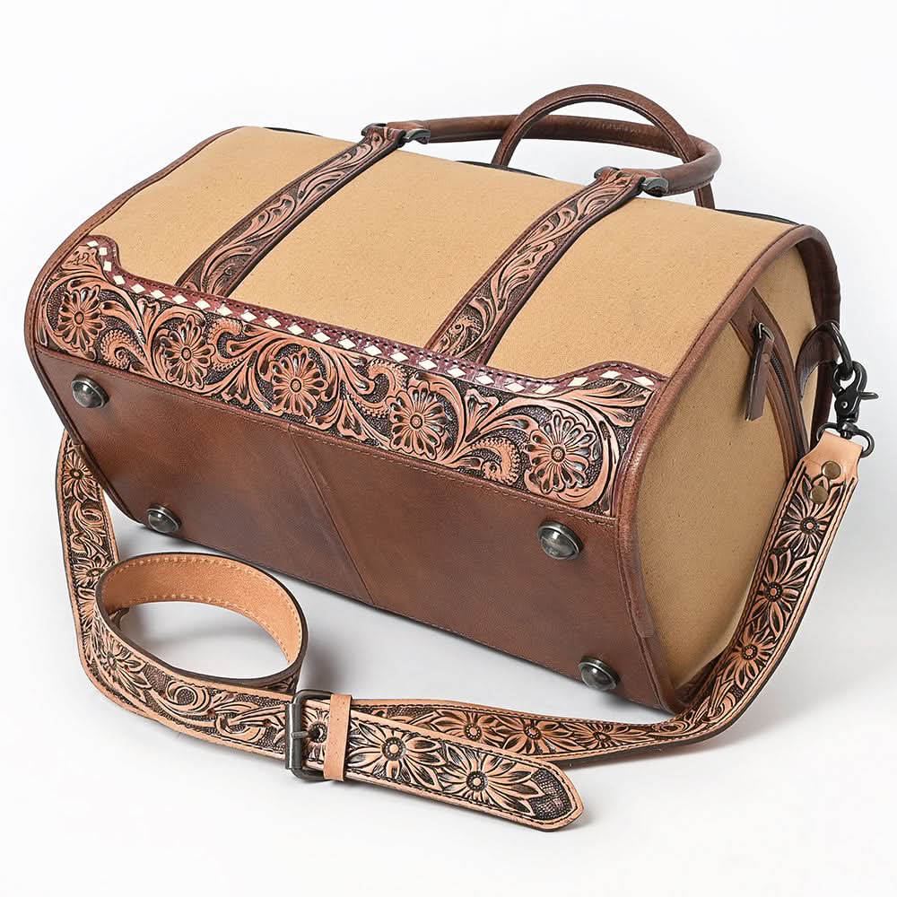 American Darling Duffel Hand Tooled Saddle Blanket Genuine Leather Women Bag Western Handbag Purse