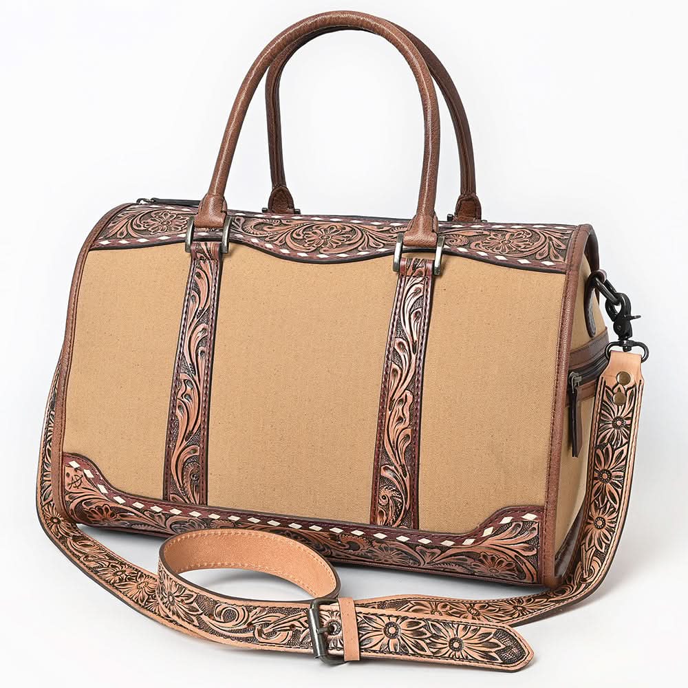 American Darling Duffel Hand Tooled Saddle Blanket Genuine Leather Women Bag Western Handbag Purse