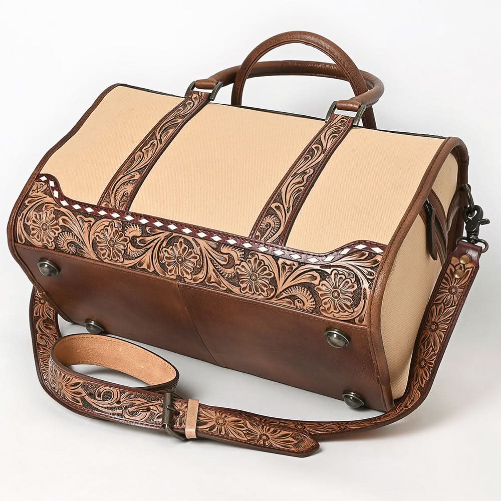 American Darling Duffel Hand Tooled Saddle Blanket Genuine Leather Women Bag Western Handbag Purse