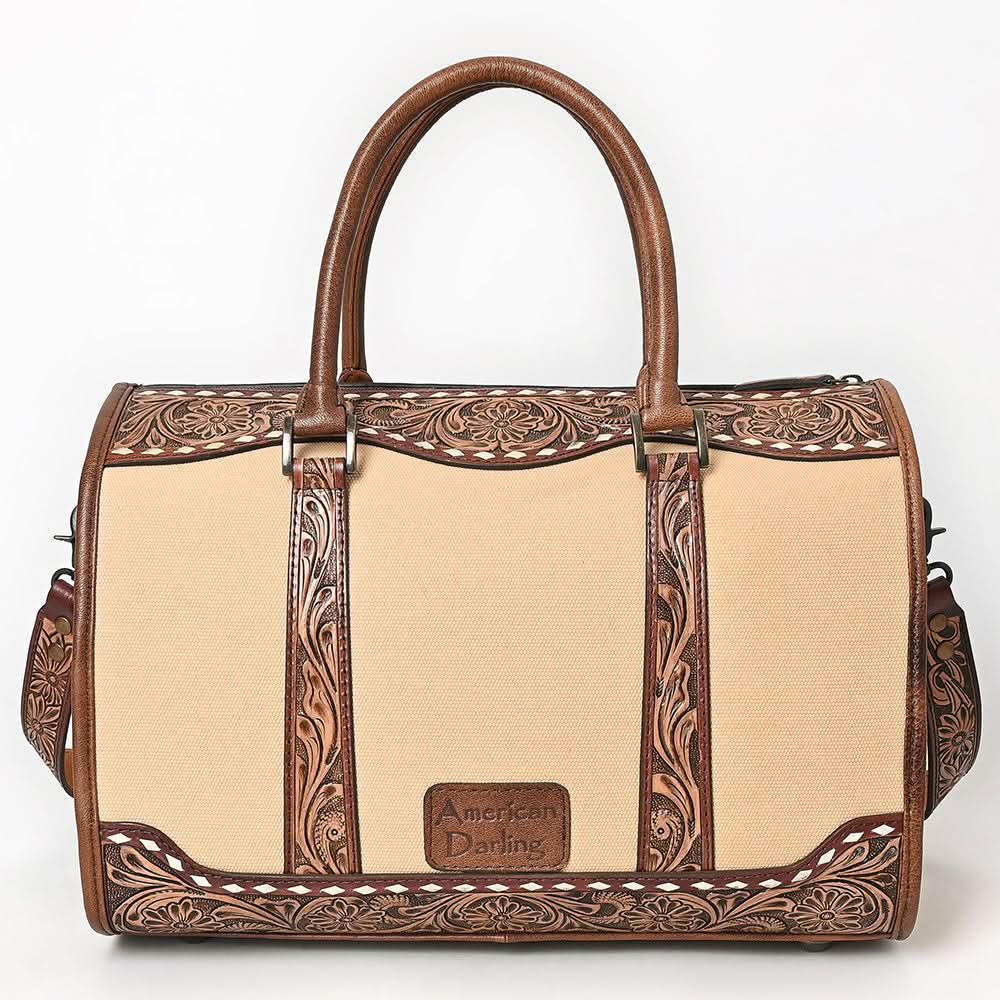 American Darling Duffel Hand Tooled Saddle Blanket Genuine Leather Women Bag Western Handbag Purse