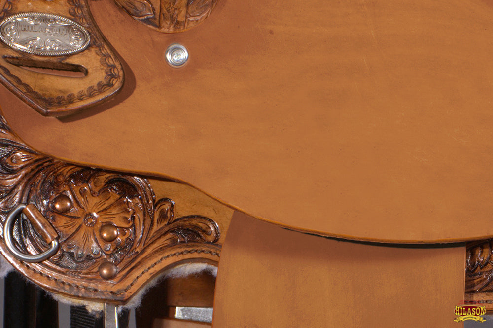 Hilason Western Horse Barrel Flex Tree Trail American Leather Saddle Brown Gorgeous Floral Hand Tooled & Carved