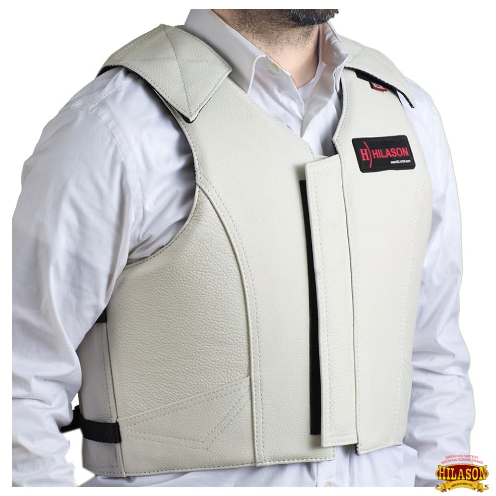 HILASON Western Horse Bull Riding Safety Leather Protective Vest & Rodeo Chaps Combo