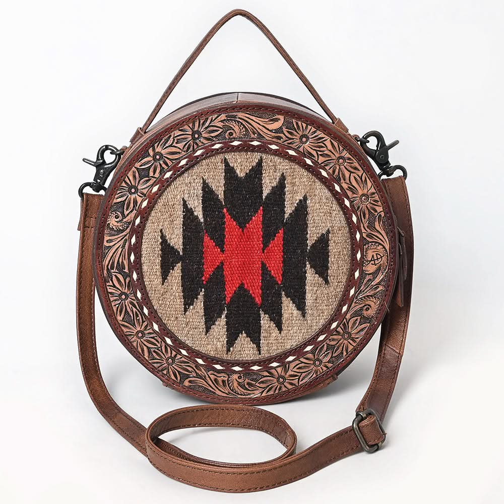American Darling Canteen Saddle Blanket Hand Tooled Genuine Leather Women Bag Western Handbag Purse