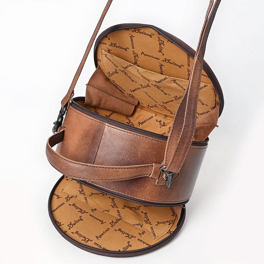 American Darling Canteen Saddle Blanket Hand Tooled Genuine Leather Women Bag Western Handbag Purse