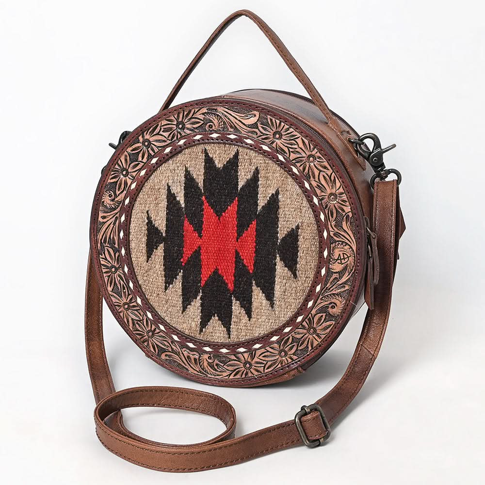 American Darling Canteen Saddle Blanket Hand Tooled Genuine Leather Women Bag Western Handbag Purse