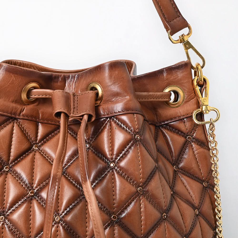 American Darling Bucket Chain Strap Genuine Leather Women Bag Western Handbag Purse