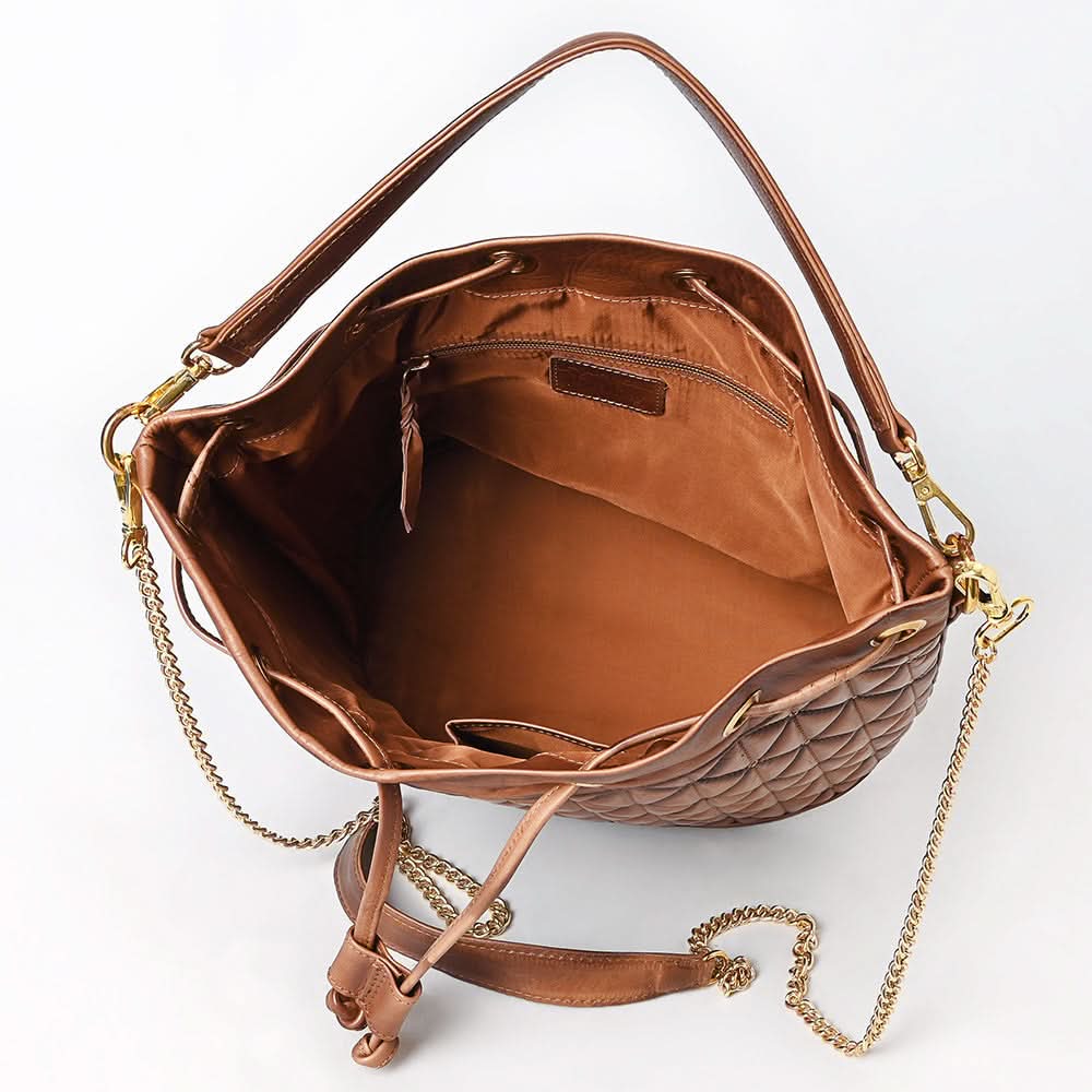 American Darling Bucket Chain Strap Genuine Leather Women Bag Western Handbag Purse