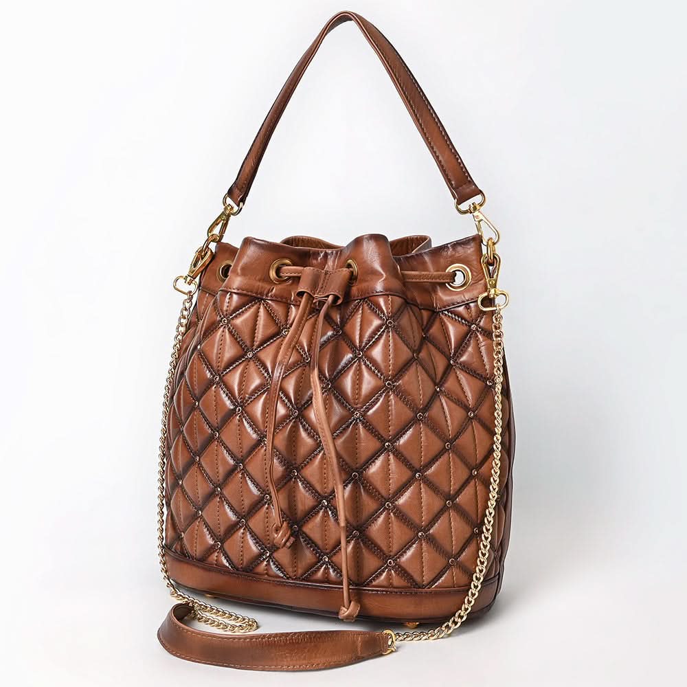 American Darling Bucket Chain Strap Genuine Leather Women Bag Western Handbag Purse