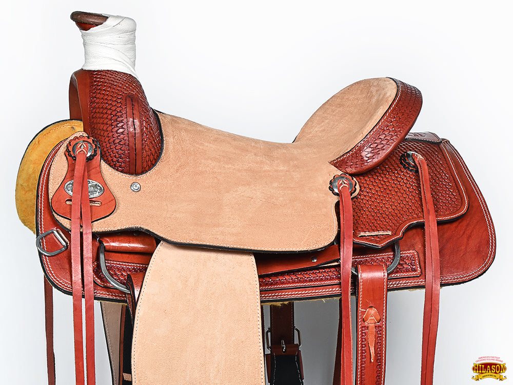 Hilaosn Western Horse Saddle American Leather Cowboy Trail Ranch Roping Saddle Tan