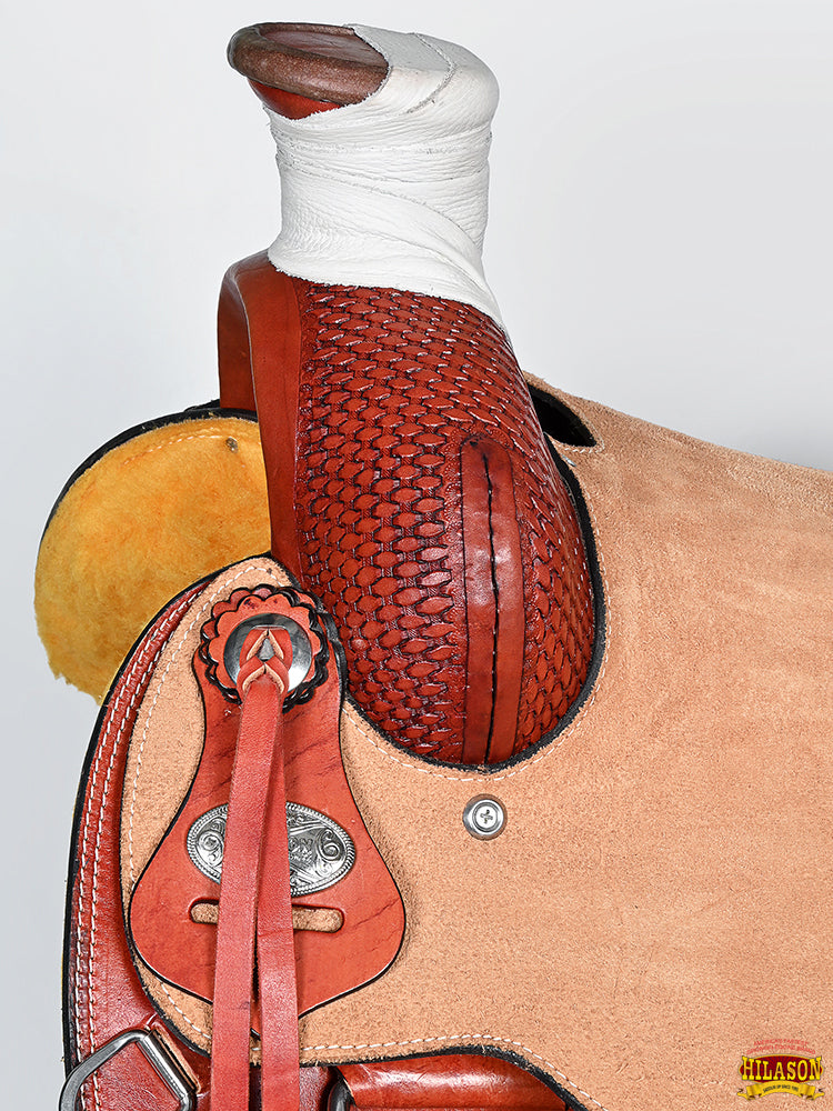 Hilaosn Western Horse Saddle American Leather Cowboy Trail Ranch Roping Saddle Tan