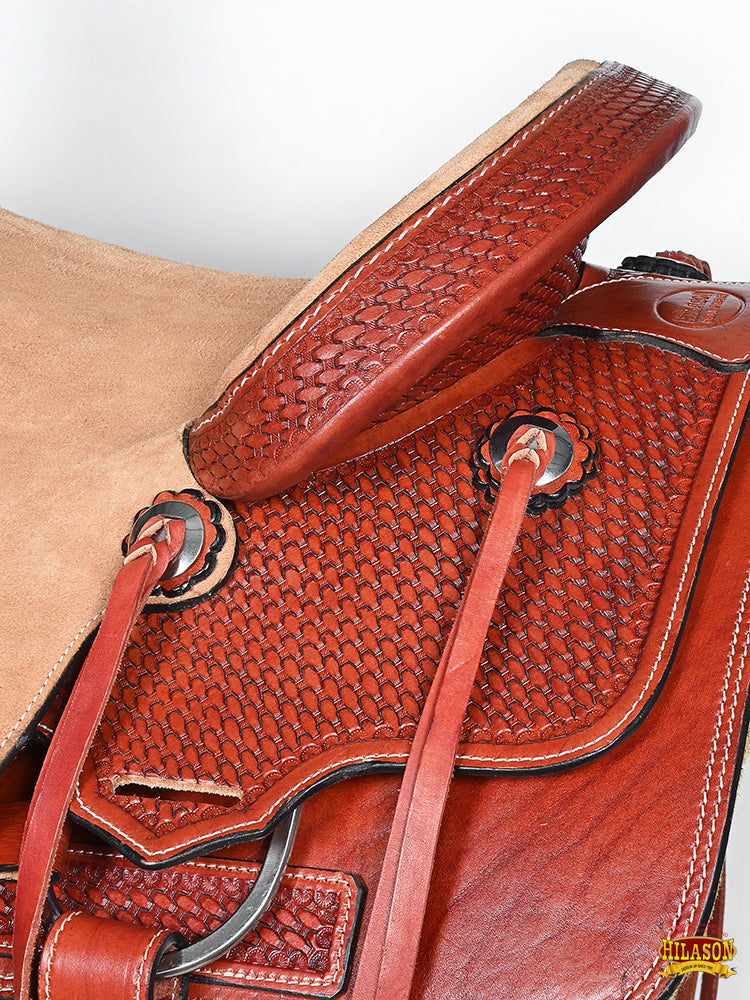 Hilaosn Western Horse Saddle American Leather Cowboy Trail Ranch Roping Saddle Tan