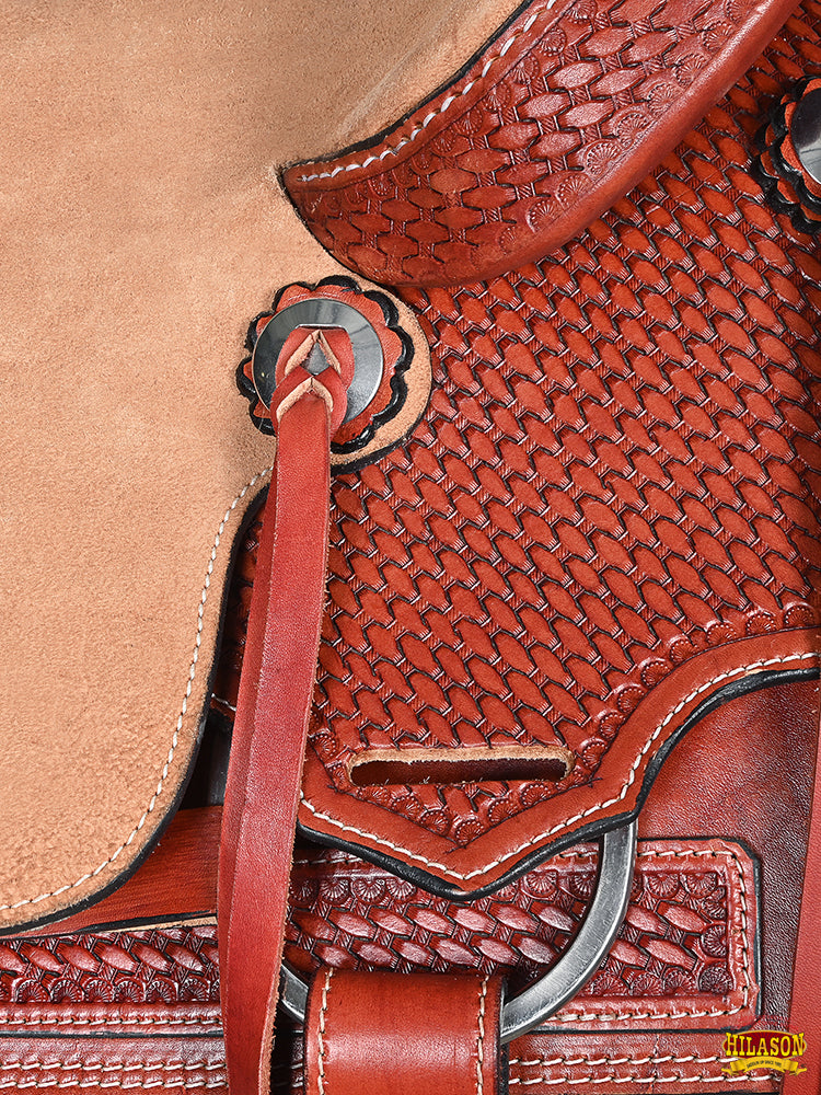 Hilaosn Western Horse Saddle American Leather Cowboy Trail Ranch Roping Saddle Tan