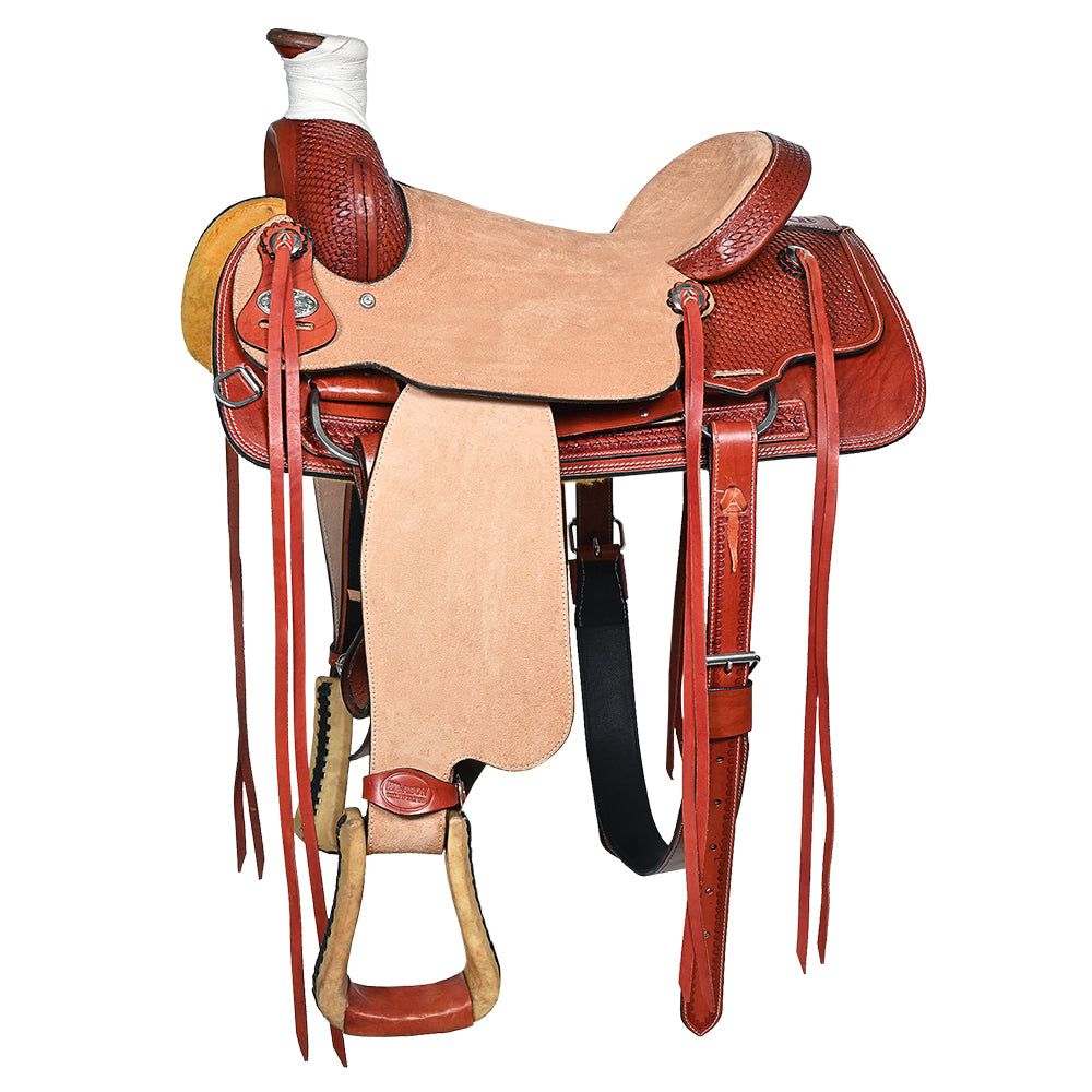Hilaosn Western Horse Saddle American Leather Cowboy Trail Ranch Roping Saddle Tan