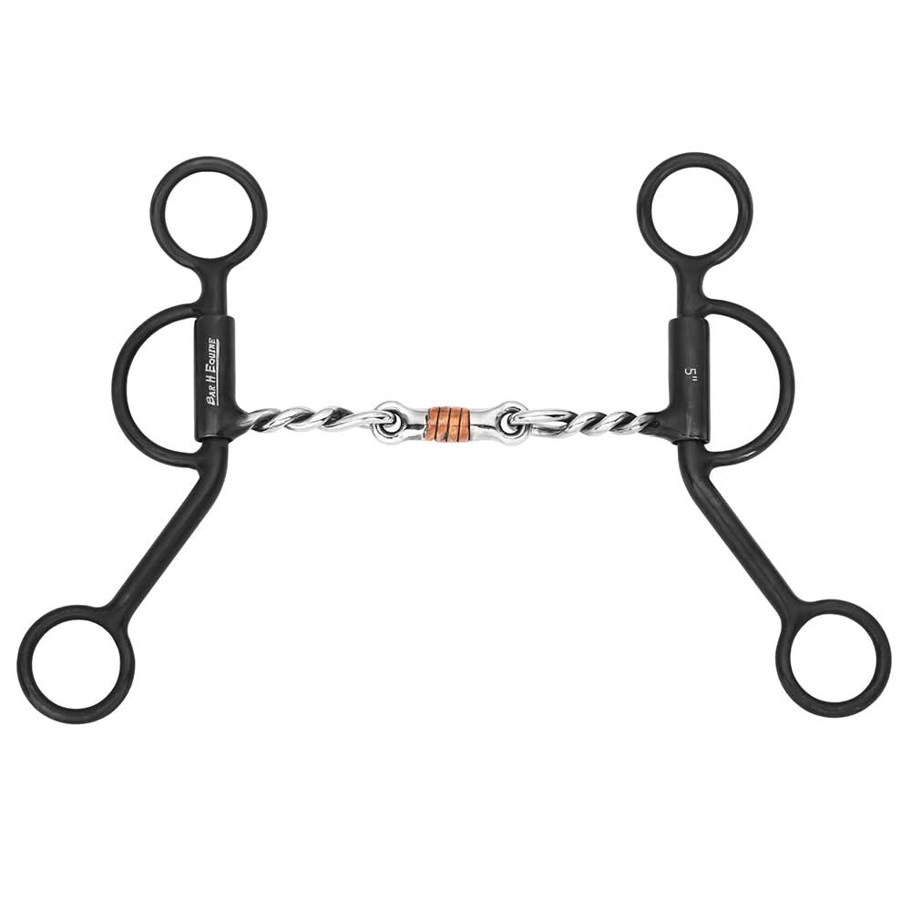 BAR H EQUINE Western Antique Argentine Shank Bit with Twisted Wire Mouth & Copper Link