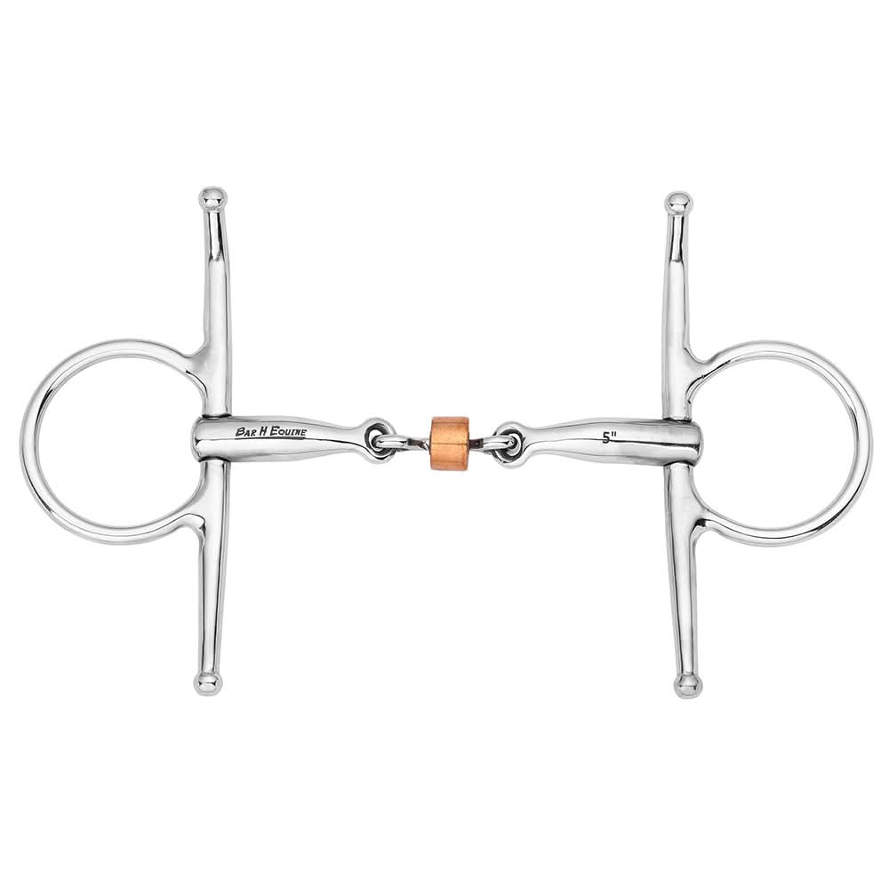 BAR H EQUINE Full Cheek Snaffle Bit with Three-Piece Copper Roller