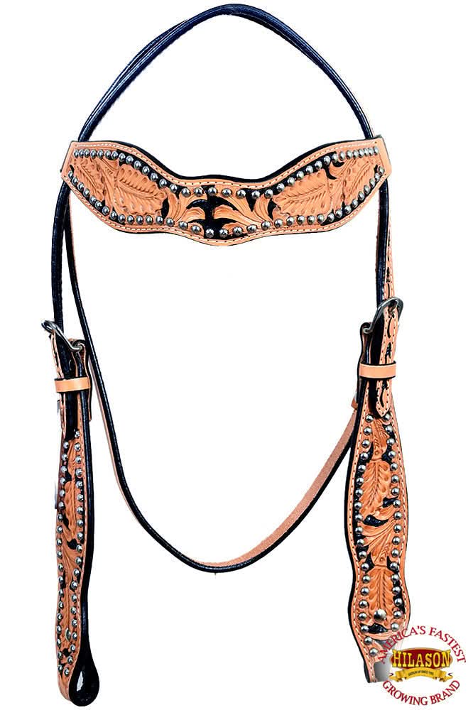 HILASON Western Horse Headstall Breast Collar Tack Set Genuine American Leather