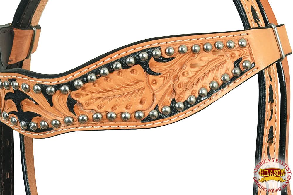 HILASON Western Horse Headstall Breast Collar Tack Set Genuine American Leather
