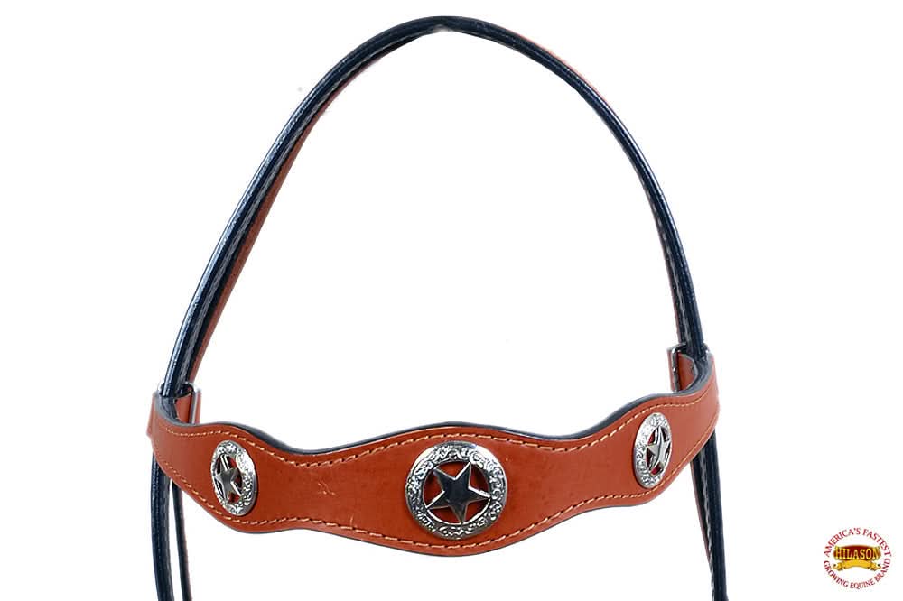 HILASON Western Horse Headstall Genuine American Leather tan