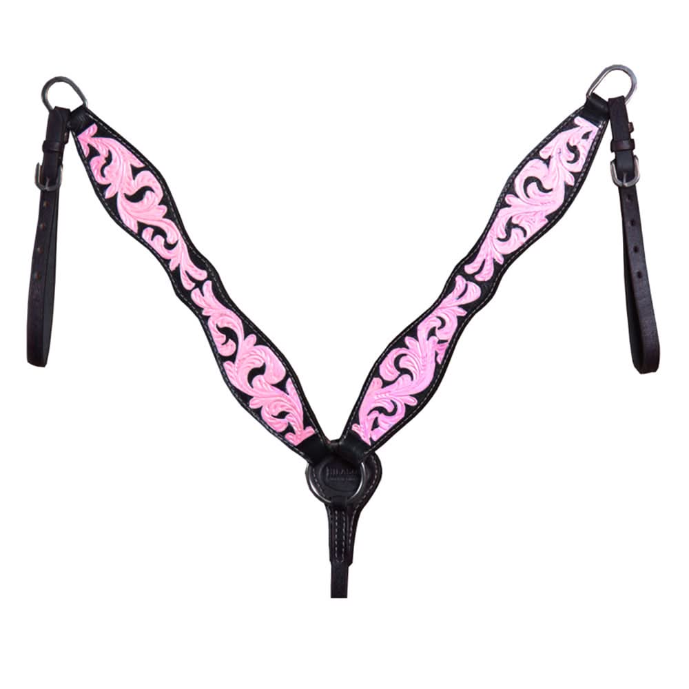 Hilason Western Horse Breast Collar Handtooled American Leather Black