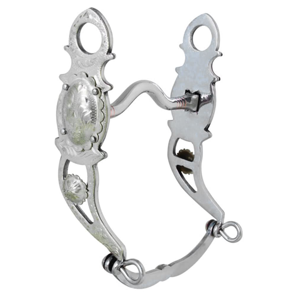 HILASON Western Stainless Steel Engraved Silver Low Port Horse Show Bit 4" Mouth