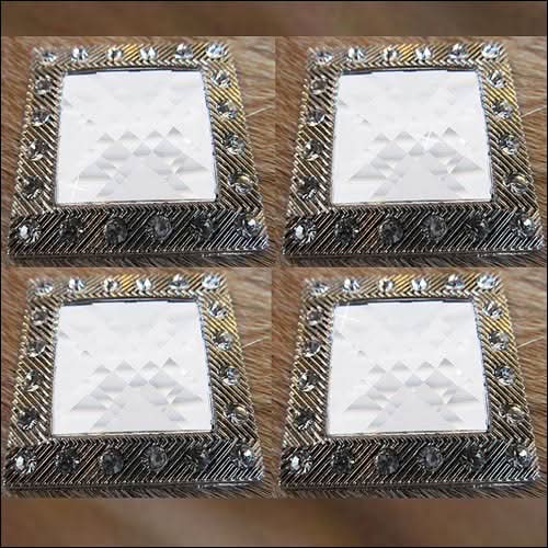 Screw Back Concho 1.5 In Silver Crystals Square Bling Saddle