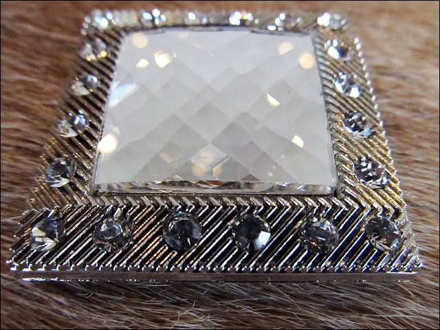 Screw Back Concho 1.5 In Silver Crystals Square Bling Saddle