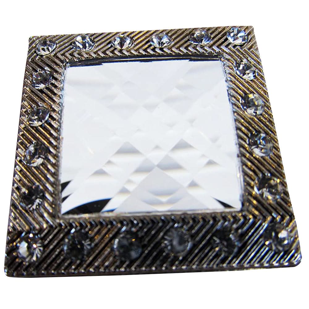 Screw Back Concho 1.5 In Silver Crystals Square Bling Saddle